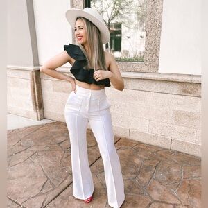 Elegant White Flared Women's Pants